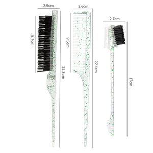 Ensemble de 3 brosses à cheveux lisses violettes, peigne à queue de <span class=keywords><strong>rat</strong></span>, brosse à bords, ensemble d'accessoires de coiffage pour femmes et hommes - Product Image 3