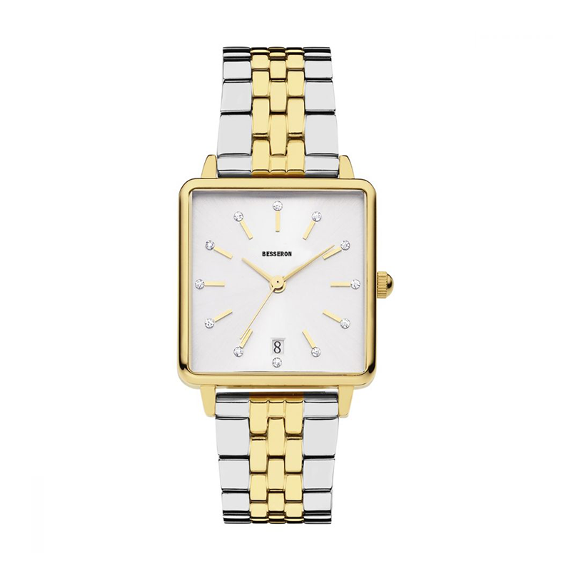 gradient gold with silver watch band lady watch