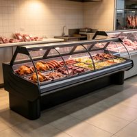 Vitrine réfrigérée commerciale à grande vue avec verre incurvé pour aliments froids, buffet et charcuterie