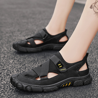 Sandales en cuir véritable pour hommes, personnalisables avec logo OEM, mode décontractée, plage, intérieur/extérieur, semelle souple, séchage rapide
