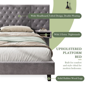 Modern Luxury Tufted King Size Bed Adjustable Storage <b>Drawers</b> Bedroom Furniture <b>Bedding</b> Set Living Room Wooden Bed Frame Queen - Product Image 6