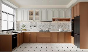 Armoires de <span class=keywords><strong>cuisine</strong></span> françaises personnalisées | Supérieur blanc + inférieur brun, espace électroménager intégré et esthétique intemporelle - Product Image 4