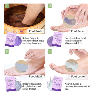 Productos para el cuidado de los pies de pedicura en remojo, incluyendo gelatina en remojo, sal marina, máscara de barro, exfoliante, crema de urea para pies - Product Image 2