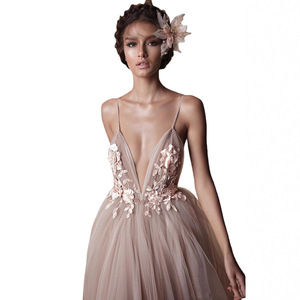 Vestido de novia largo de tul con bordado floral, cuello halter, espalda descubierta, línea A, para fiesta de bodas - Product Image 5
