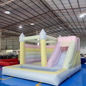 야외 풍선 흰색 점프 바운스 하우스 성 슬라이드 무지개 색 풍선 바운서 - Product Image 2