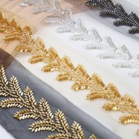 Pita Bunga Gaya Etnik Hanfu DIY Bordir Manik-Manik Model Biji Gandum, Tersedia, Impor, Kerajinan Berat