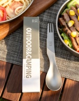 Cuchara, Tenedor y Cuchillo Multifuncional 3 en 1 de Titanio Puro Grado 1 KEITH Ti5231 para Camping y Actividades al Aire Libre
