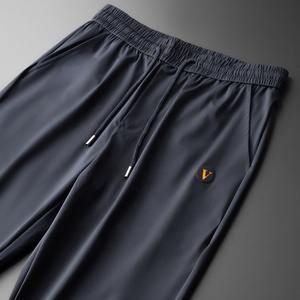Nero estate nuovi Set da uomo, <span class=keywords><strong>blu</strong></span> <span class=keywords><strong>scuro</strong></span> sottile vestito ad asciugatura rapida Casual Polo pantaloni larghi elastici, Set di 2 pezzi di moda - Product Image 6