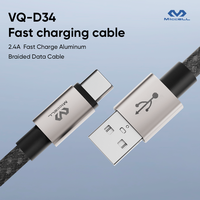 Câble de charge rapide Type-C Miccell pour téléphones portables, écouteurs et appareils photo, 2,4 A 5 V, blindage en nylon tressé, plusieurs options de longueur