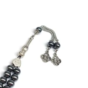Rosario musulmán de piedras biliares negras de 8mm, pulsera cristiana religiosa Retro, 33 Uds., cadena árabe, cuentas de alabanza turca, brazaletes de moda - Product Image 6