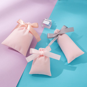 <b>Drawstring</b> Velvet Pouch 6x13cm Rectangular Jewelry Storage Bag With Ribbon For Gifts And Cosmetics - Product Image 2