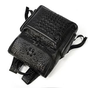 2025 Hot Sale Vintage Trend Crocodile <b>Leather</b> <b>Backpack</b> Fashion Men and Women Travel Hiking Rucksack <b>Laptop</b> Bag - Product Image 6