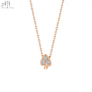 Vendita calda gioielli con diamanti naturali collana con ciondolo a forcella con diamanti in oro rosa 18 carati reale per le donne