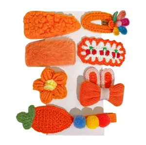 2021Winter Children Cute Knitted Flower Fruit Rainbow Hair Clips Girls Lovely Sweet Barrettes Hairpins for Kids Hair Accessories