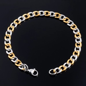 1pc <span class=keywords><strong>Bracelet</strong></span> unisexe en <span class=keywords><strong>acier</strong></span> <span class=keywords><strong>inoxydable</strong></span> plaqué or, chaîne cubaine, couleur argent et or, bijoux tendance style punk - Product Image 3