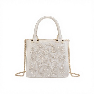Nouveau Sac Bandoulière Tendance Polyvalent Élégant avec Dentelle Florale et Perles pour Femme, Sac de Soirée à Fermeture Ouverte avec Doublure en Polyester - Product Image 2