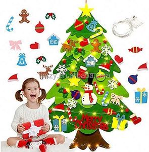 Arbre de Noël en feutre à faire soi-même avec 32 ornements détachables, décorations murales de Noël, kits d'artisanat en feutre pour enfants - Product Image 1