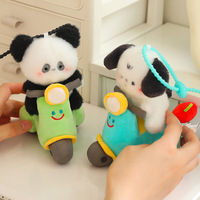 Porte-clés en peluche animal super mignon de 15 cm, rembourrage en coton PP, personnalisable (chien, lapin, panda), vente en gros