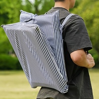 Coussin de siège pliable portable pour stade, chaise de plage rayée rembourrée avec dossier pour camping, pique-nique, pelouse