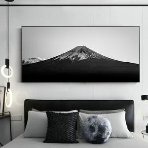 Peinture sur toile de paysage <span class=keywords><strong>Fujisan</strong></span> noir et blanc, peinture murale moderne de grande taille avec des montagnes pour la décoration du salon, à suspendre - Product Image 1