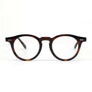 إطارات نظارات طبية كلاسيكية كبيرة للرجال والنساء من الأسيتات، إطار كامل بني اللون للنظارات الطبية والقراءة، مناسبة للوجه الماسي الشكل - Product Image 3