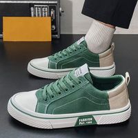 Sneakers basse da uomo in tela OEM di fabbrica, design a colori abbinati, suola in gomma, scarpe casual leggere e traspiranti per skateboard