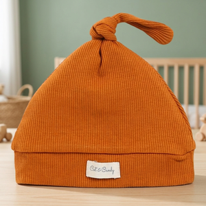 Bonnet en bambou biologique de qualité supérieure, couleur rouille, pour bébé, sous-vêtements, lit bébé et Candy India - Product Image 3