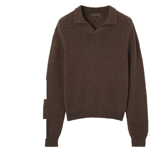 Men's 100% Cotton Knitted Pullover <b>Sweater</b> Regular Sleeve <b>Polo</b> Collar Solid Color Breathable Autumn Wear Custom - Product Image 1