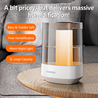 Humidificateur grande capacité 5L pour chambre à coucher, lumière de nuit chaude sécurisée pour bébés et tout-petits, humidification pure pour la maison et le bureau