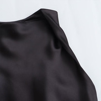 Robe Midi Femme ZATRHMBM, Nouvelle Collection 2024, Texture Soie Satinée, Rétro Noire Sans Manches