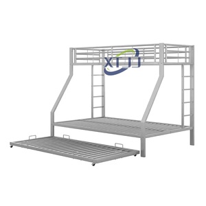 <span class=keywords><strong>Lit</strong></span> superposé triple en fer avec <span class=keywords><strong>lit</strong></span> <span class=keywords><strong>gigogne</strong></span> double <span class=keywords><strong>pour</strong></span> enfants et adultes, garde-corps pleine longueur robuste, marchepied confortable, montage facile - Product Image 6