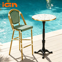 Tabouret de bar haut robuste pour extérieur, chaise de bar en aluminium et rotin pour jardin