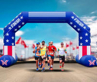 The American Stars and Stripes Arche gonflable étanche 12FT Décoration extérieure avec souffleur d'air