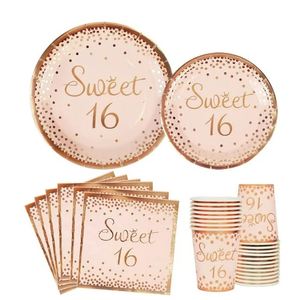 Decoraciones Personalizadas para Fiestas de Cumpleaños Modernas en Color Rosa Dorado, con Papel de Aluminio Impreso en Blanco de 9 Pulgadas y 350 g/m² - Product Image 1