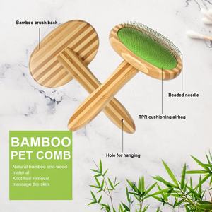 Sisir dan sikat perawatan bulu hewan peliharaan kucing dan anjing dari bambu zebra dengan logo custom grosir pabrik - Product Image 4