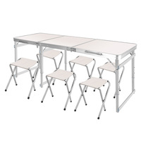 Ensemble table et chaises pliantes en alliage d'aluminium, hauteur réglable, portable, pour camping, pique-nique, présentoir de vendeur ambulant, 2-6 personnes