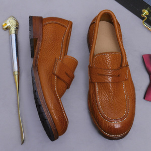 Zapatos de cuero para hombre con patrón en relieve, piel de vaca auténtica, ajuste de una pieza, exclusivos para uso empresarial - Product Image 6