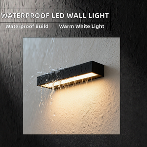 Applique murale LED moderne étanche en bande longue pour extérieur IP65 12W 18W 30W en aluminium et verre trempé CRI 90 2700K Blanc chaud doux 30000 - Product Image 2