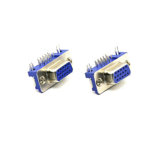 HDR 15P Female <b>D</b>-<b>Sub</b> <b>Connector</b> Right Angle Blue Plastic - Product Image 1