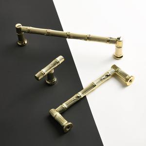 Poignée de meuble en alliage de zinc, motif nœud de bambou, plaqué or, pour cuisine, chambre, salon, quincaillerie de barre longue - Product Image 2