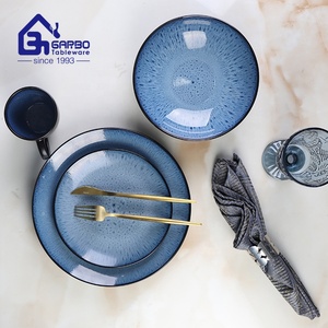 <span class=keywords><strong>Service</strong></span> de table <span class=keywords><strong>en</strong></span> grès de Chine 16 pièces, assiettes, bols et tasses, noir et bleu, rond, <span class=keywords><strong>en</strong></span> <span class=keywords><strong>porcelaine</strong></span>, pour 4 personnes - Product Image 6