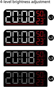 Factory's New Modern LED LUMINOVA Brightness Adjustable Timer Alarm Digital Table Wall <b>Clock</b> Square Shape <b>Battery</b> Operated ABS - Product Image 4
