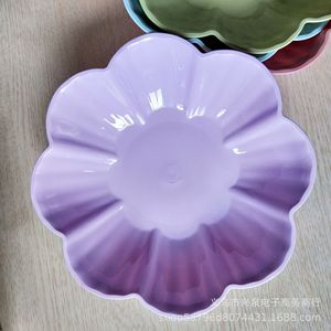 จานผลไม้รูปกลีบดอกไม้สีพื้น, จานผลไม้และขนมรูปดอกไม้, ร้านขายสินค้าราคาหนึ่งหยวน ร้านขายสินค้าราคาสองหยวน ตลาดนัด - Product Image 1