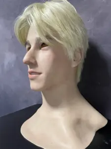 Máscara Realista de <span class=keywords><strong>Hombre</strong></span> <span class=keywords><strong>Rubio</strong></span> de Silicona, Máscara de Cosplay de Cabeza Completa para Transformación de Género - Product Image 2