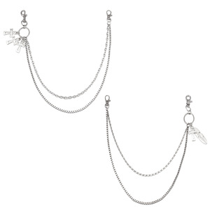 โซ่คล้องกางเกงโลหะสองชั้นสำหรับผู้ชาย โซ่คาดเอวพร้อมจี้กางเขนเงินทิเบต สไตล์ไนต์คลับ ฮิปฮอป สตรีทแดนซ์ แบบเกี่ยวปิด - Product Image 1