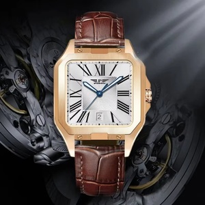 Montre mécanique de sport de luxe pour homme PINDU DESIGN, bracelet en cuir, boîtier en acier inoxydable, résistance à l'eau 3BAR, mode business - Product Image 1
