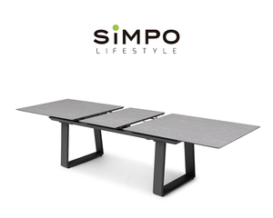 Ensemble <span class=keywords><strong>de</strong></span> mobilier d'extérieur haut <span class=keywords><strong>de</strong></span> gamme SIMPOLIFESTYLE, table extensible en pierre frittée et aluminium <span class=keywords><strong>PARIS</strong></span>, pour jardin, salle à manger, balcon - Product Image 2