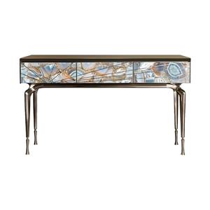 <span class=keywords><strong>Mesa</strong></span> de <span class=keywords><strong>consola</strong></span> de marca <span class=keywords><strong>italiana</strong></span> de acero inoxidable Vintage decorativa para Hotel con cajón <span class=keywords><strong>Mesa</strong></span> de <span class=keywords><strong>consola</strong></span> de mármol de ágata de lujo - Product Image 4
