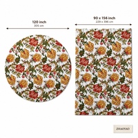 Mantel de Poliéster Tejido de Lujo de 120 Pulgadas con Estampado Floral, Lavable, Antiarrugas, para Decoración de Mesa de Comedor para Bodas