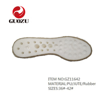 Fabrication à la main d'epadrilles semelles extérieures en jute semelle compensée en PU talon haut pour la fabrication de chaussures OEM